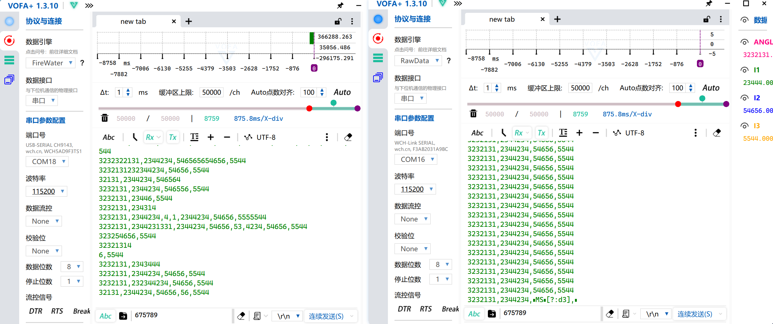 左边是PC端蓝牙收到的,右边是探针测的单片机TXD.png